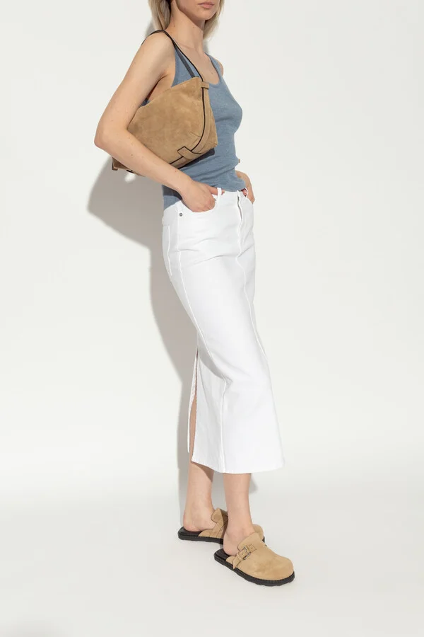 Suede Slides, , - Beige - Image 2