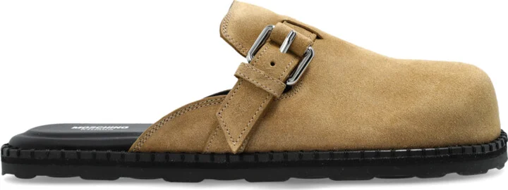 Suede Slides, , - Beige