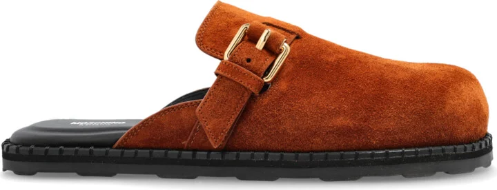Suede Slides, , - Brown