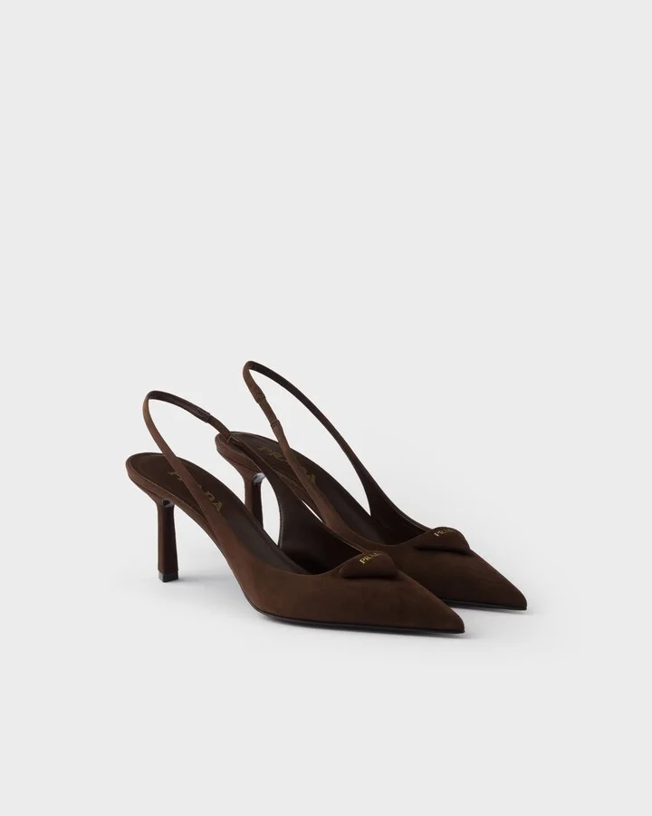 Suede slingback pumps
