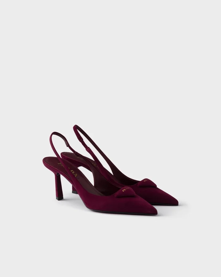 Suede slingback pumps