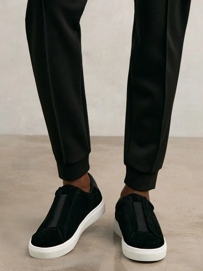 Suede Slip-on Elasticated Trainers - Image 3