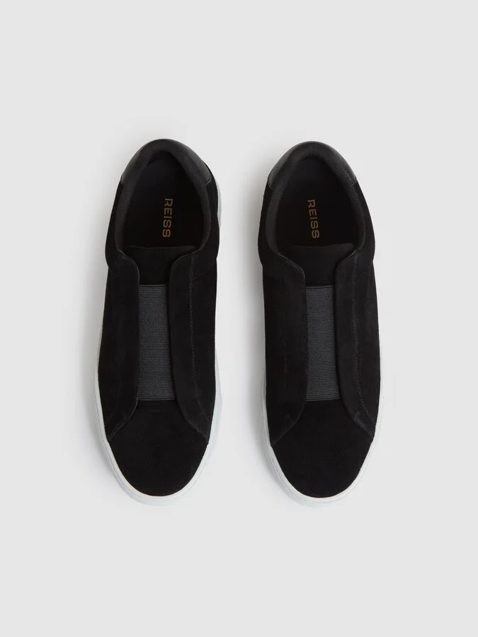 Suede Slip-on Elasticated Trainers - Image 4
