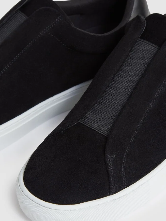 Suede Slip-on Elasticated Trainers - Image 5