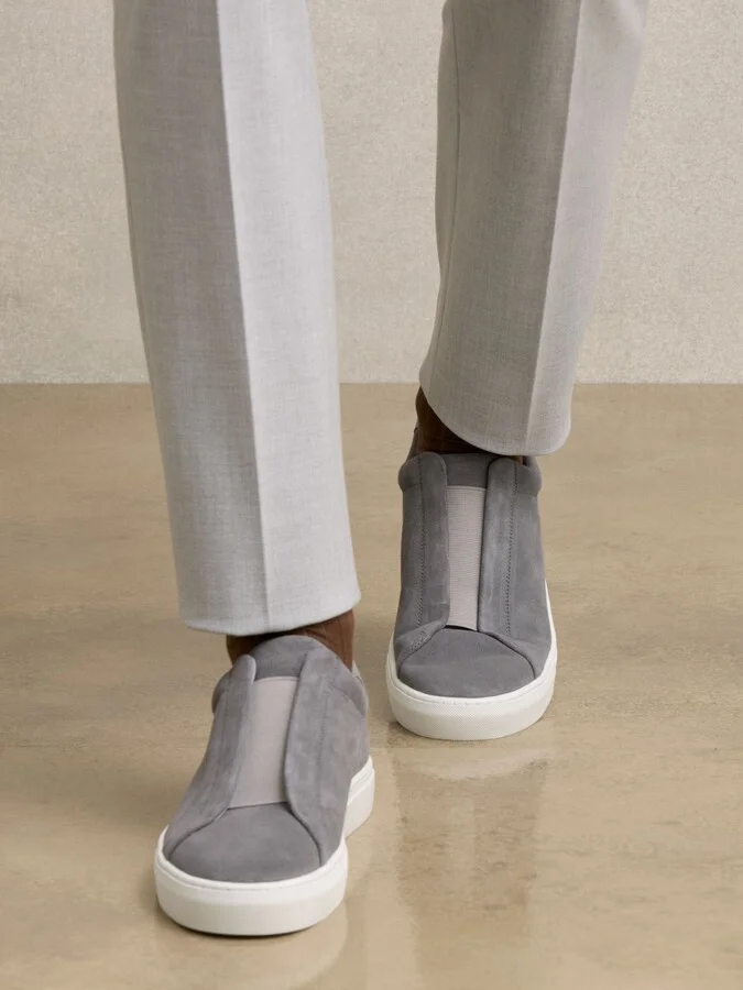 Suede Slip-on Elasticated Trainers - Image 2