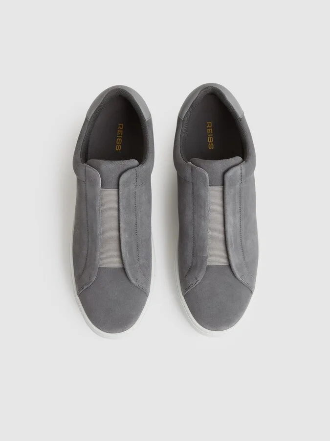 Suede Slip-on Elasticated Trainers - Image 3