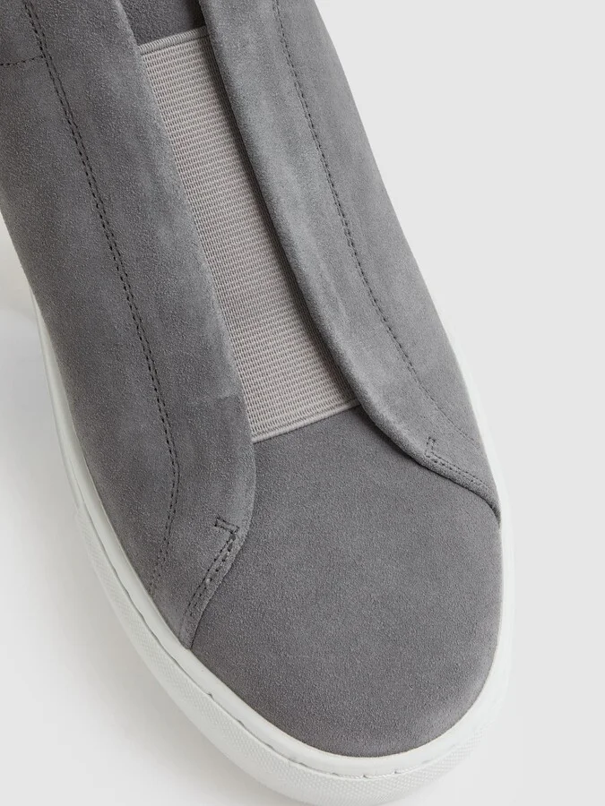 Suede Slip-on Elasticated Trainers - Image 5