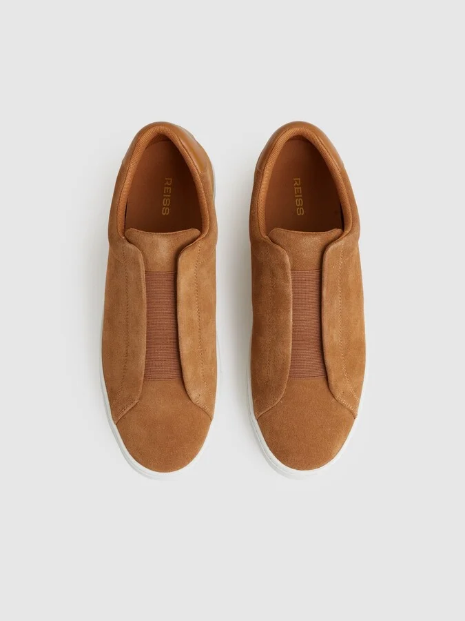 Suede Slip-on Elasticated Trainers - Image 3