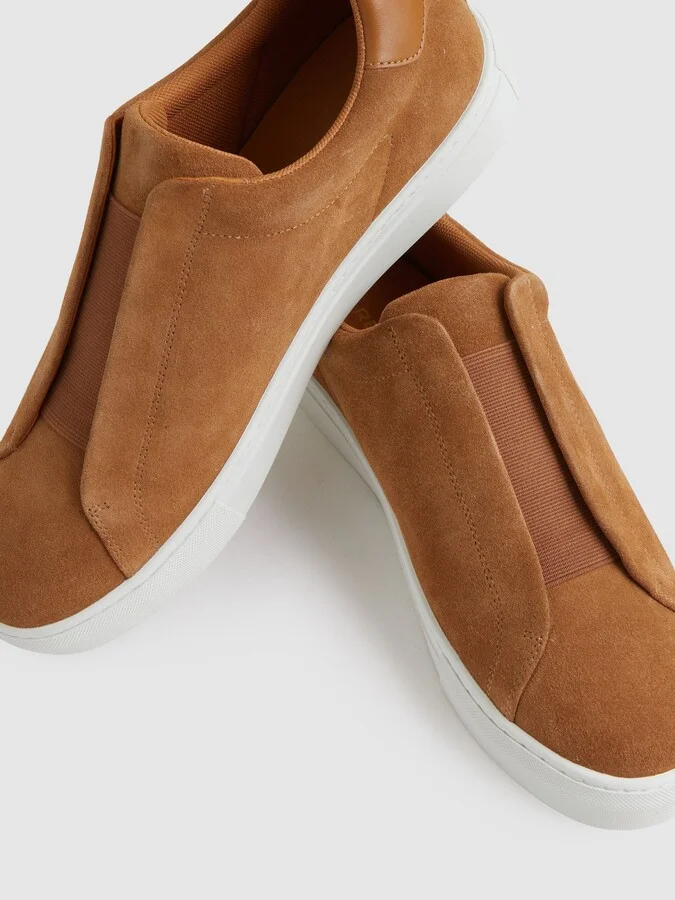 Suede Slip-on Elasticated Trainers - Image 5