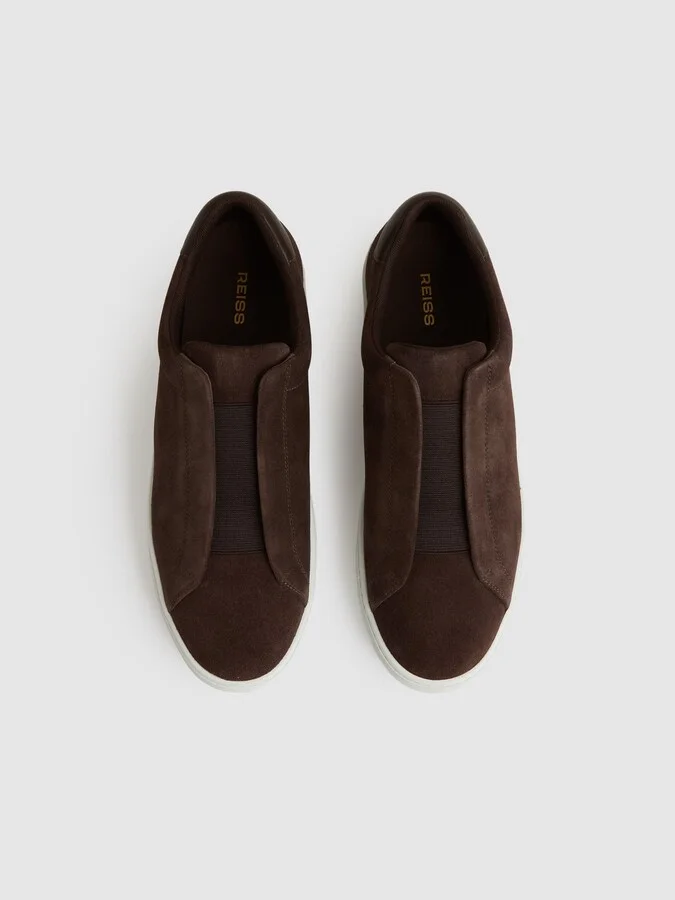 Suede Slip-on Elasticated Trainers - Image 3