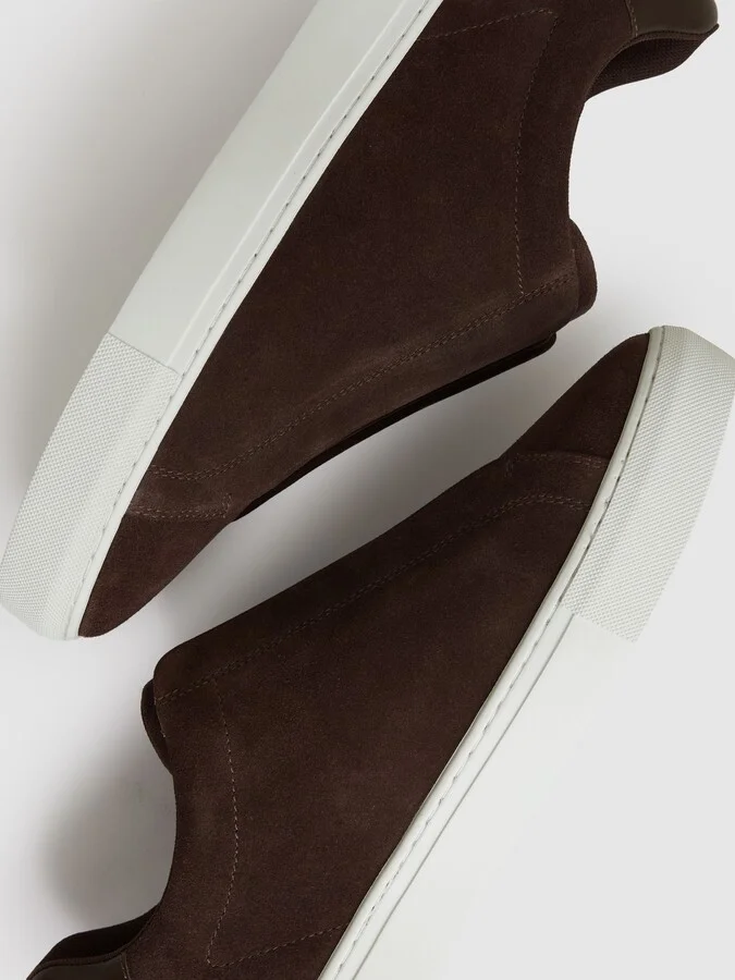 Suede Slip-on Elasticated Trainers - Image 4