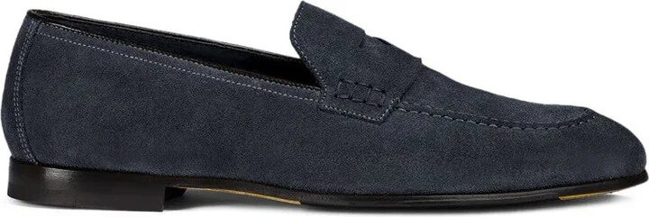 Suede Slip-On Flat Shoes With Subtle Stitching