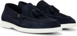 Suede slip-on loafers with tassel trim- Dark Blue Men's Casual Shoes size 9