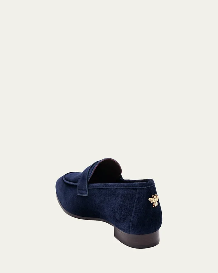 Suede Slip-On Penny Loafer, Navy - Image 4