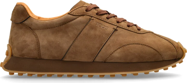 Suede Sports Shoes With Logo, , - Brown