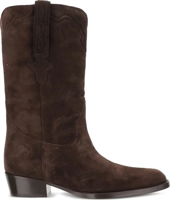 Suede Square-Toe Boots