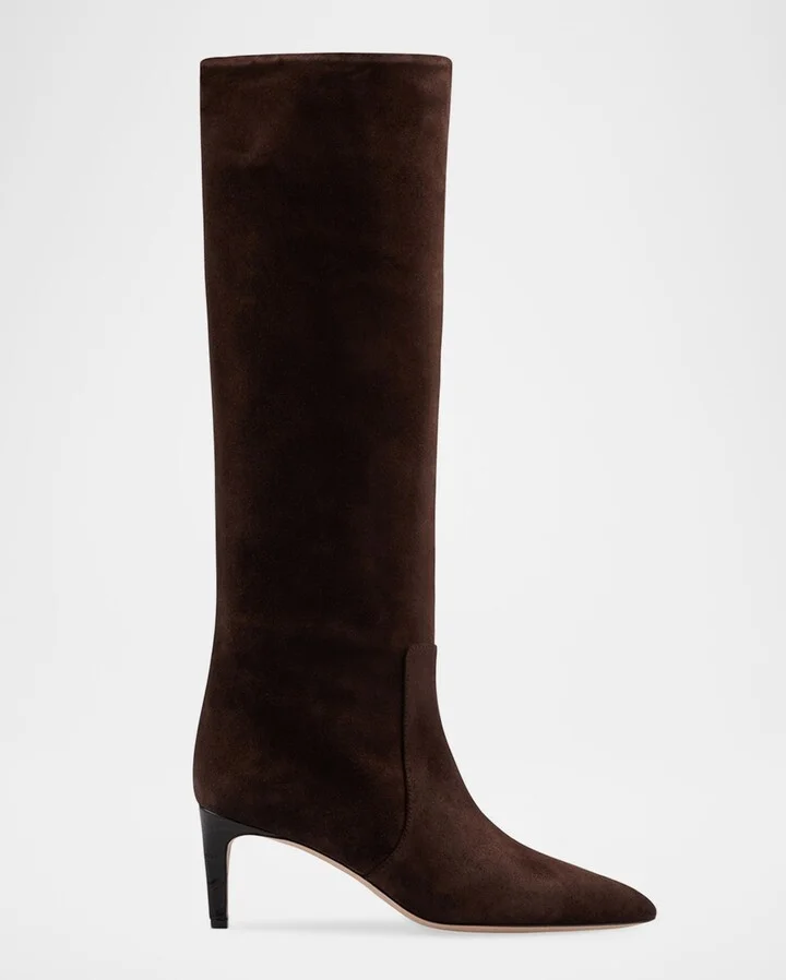 Suede Stiletto Knee-High Boots