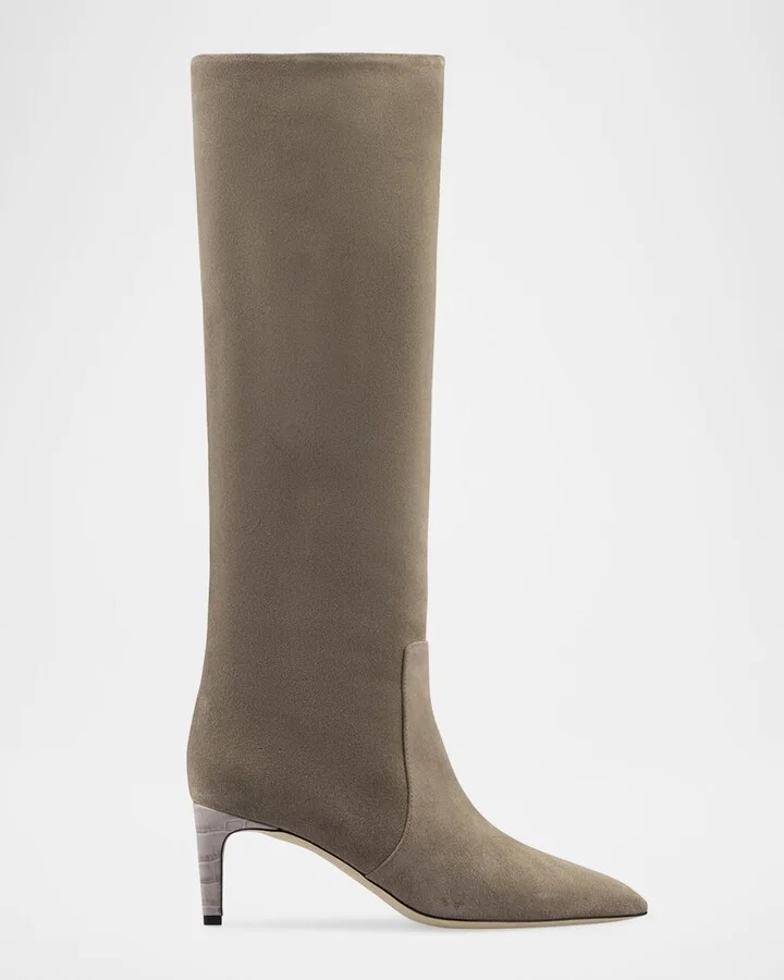 Suede Stiletto Knee-High Boots