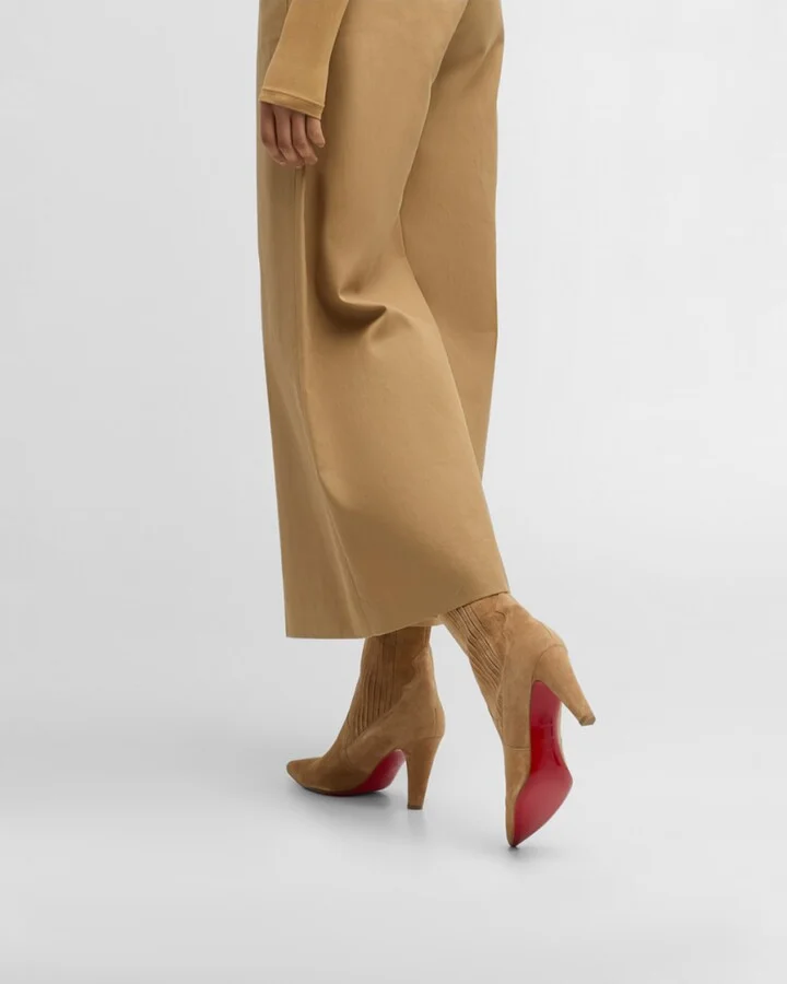 Suede Stiletto Red Sole Chelsea Booties - Image 2