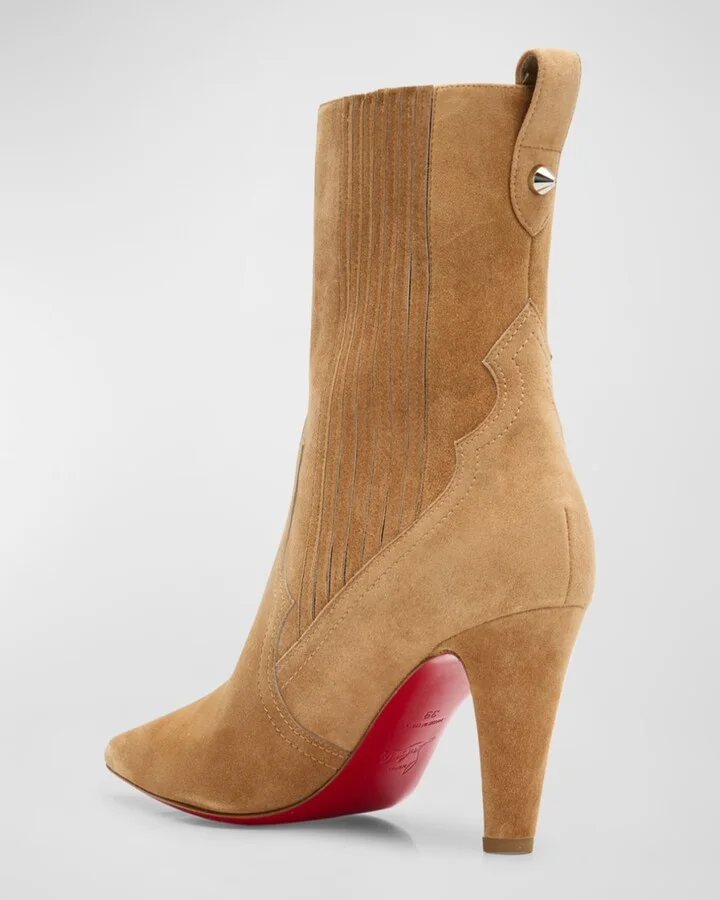 Suede Stiletto Red Sole Chelsea Booties - Image 5