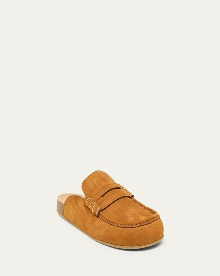 Suede Stitch Loafer Mules - Image 5
