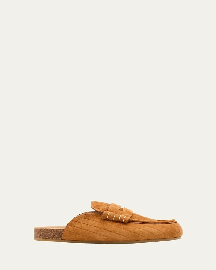 Suede Stitch Loafer Mules