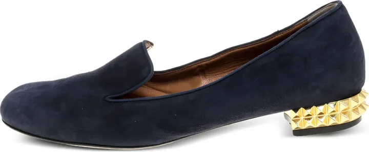 Suede Studded-Heel Shoes