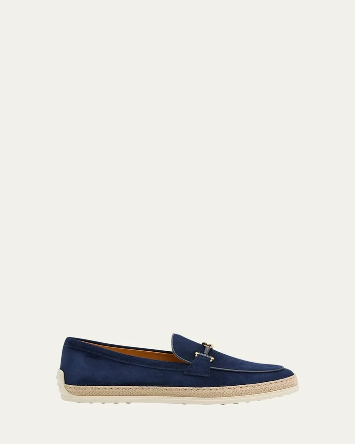 Suede T-Ring Espadrille Loafers