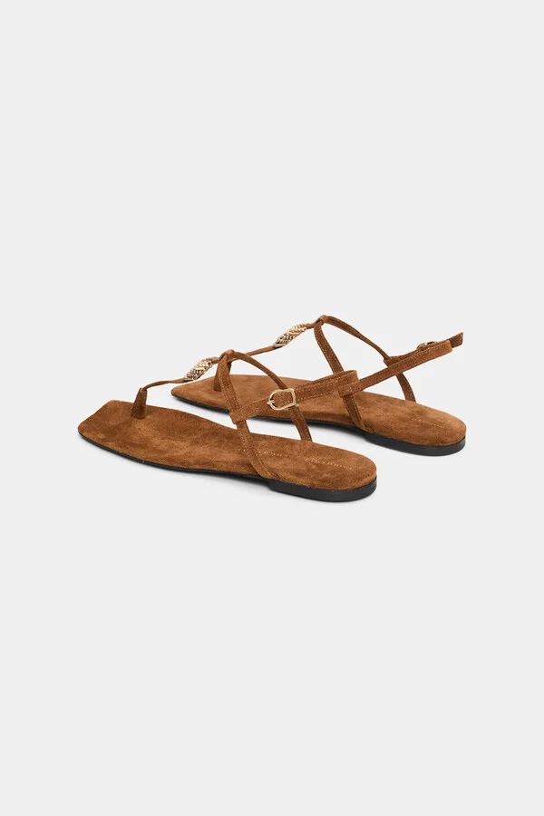 Suede T-strap sandals with D-rings - Image 8