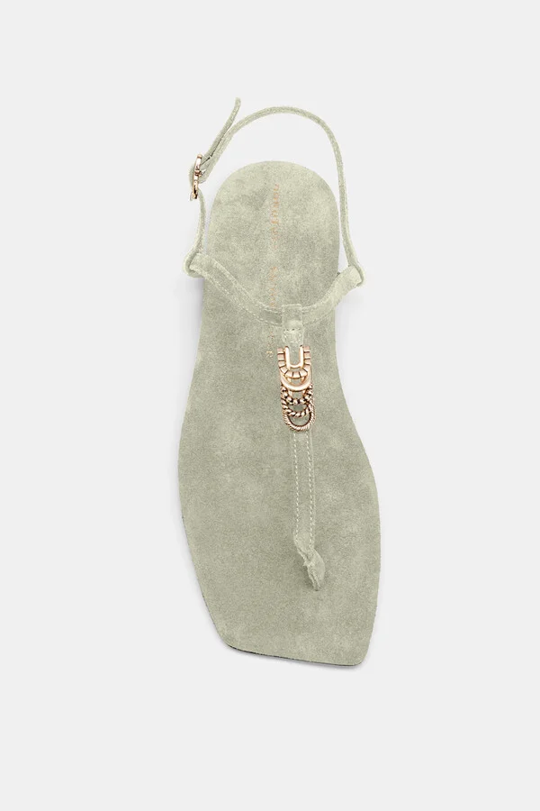 Suede T-strap sandals with D-rings - Image 6