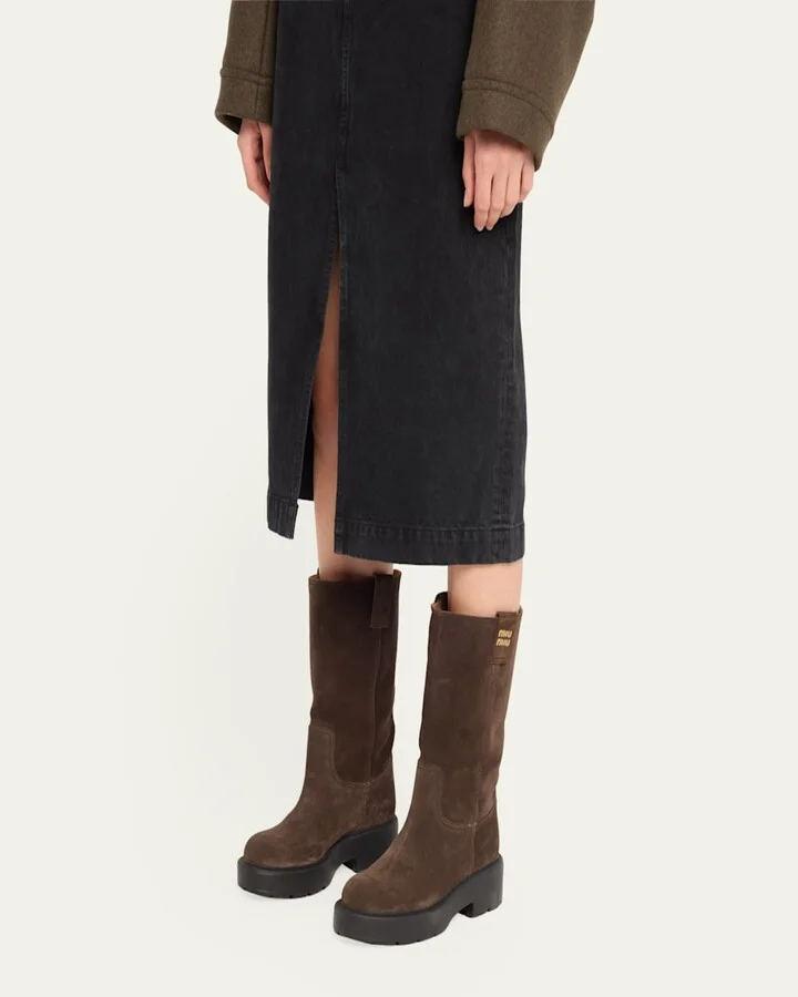 Suede Tall Moto Boots - Image 5