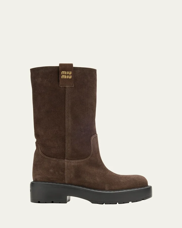 Suede Tall Moto Boots