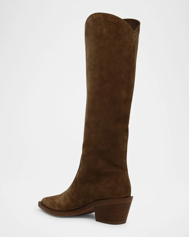 Suede Tall Western Boots - Image 3