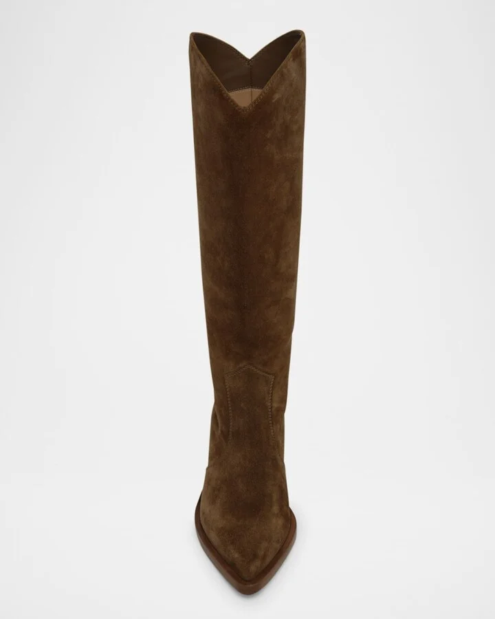 Suede Tall Western Boots - Image 4