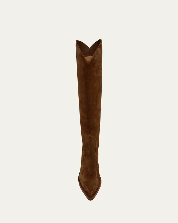 Suede Tall Western Boots - Image 2
