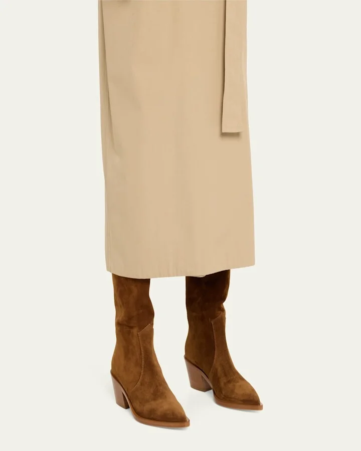 Suede Tall Western Boots - Image 5