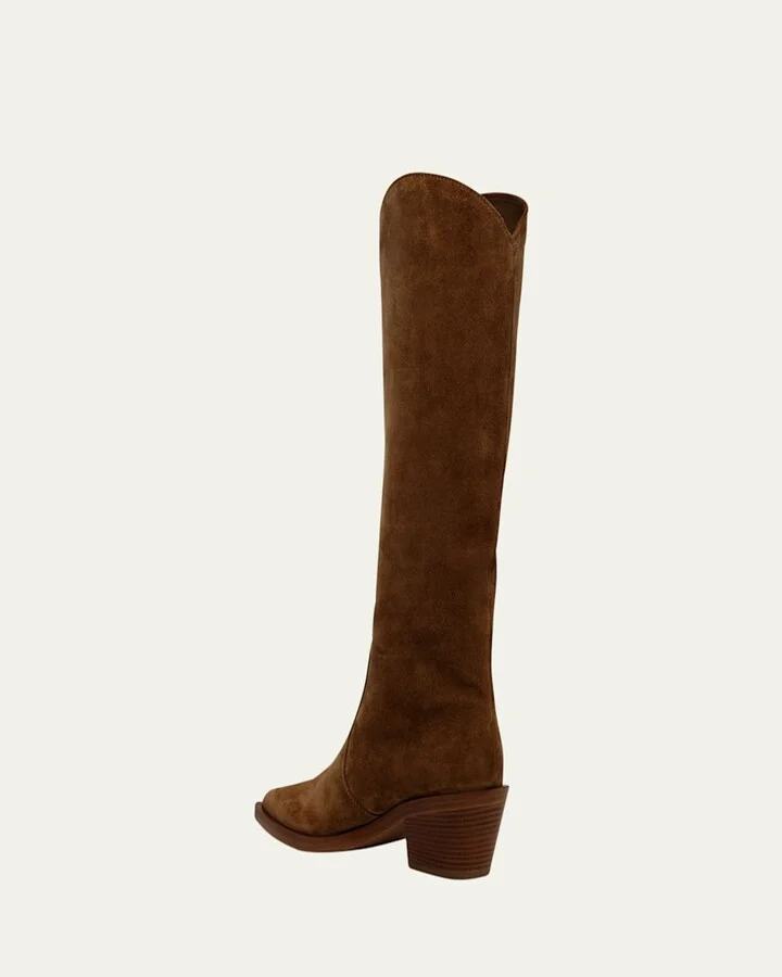 Suede Tall Western Boots - Image 8