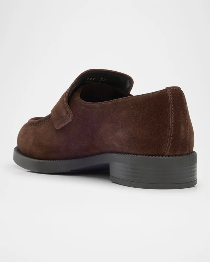 Suede Triangle Logo Loafers - Image 7