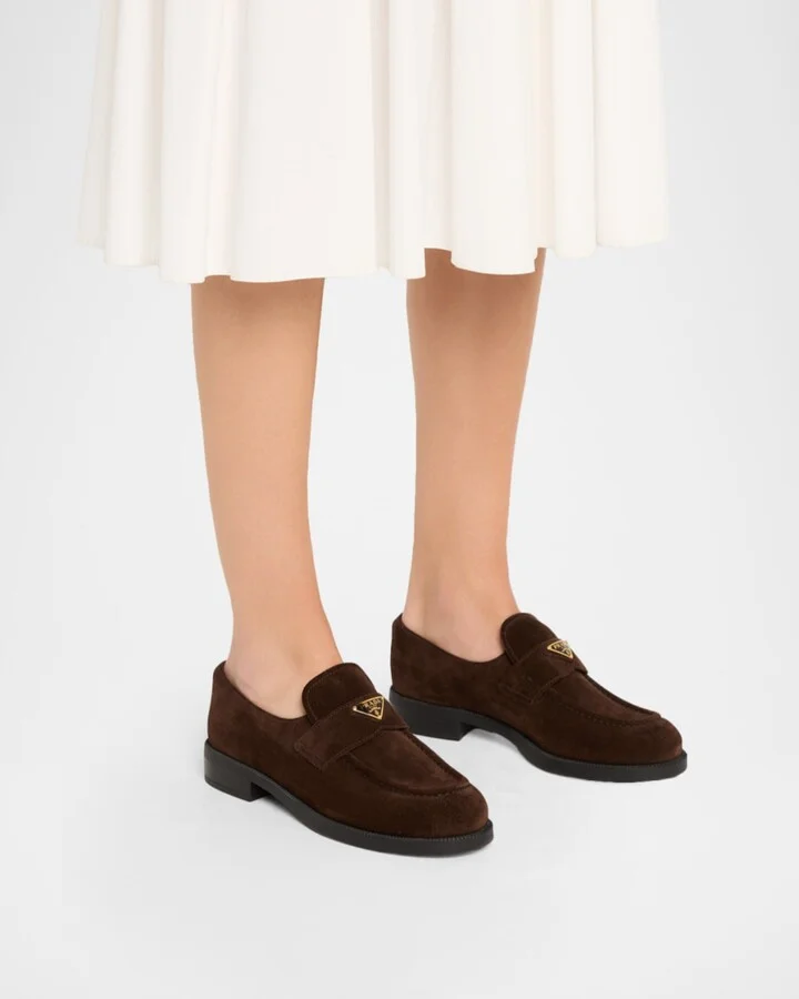 Suede Triangle Logo Loafers - Image 11