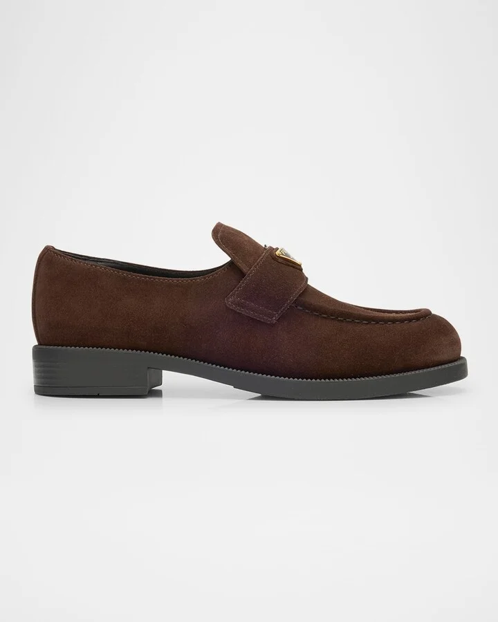 Suede Triangle Logo Loafers