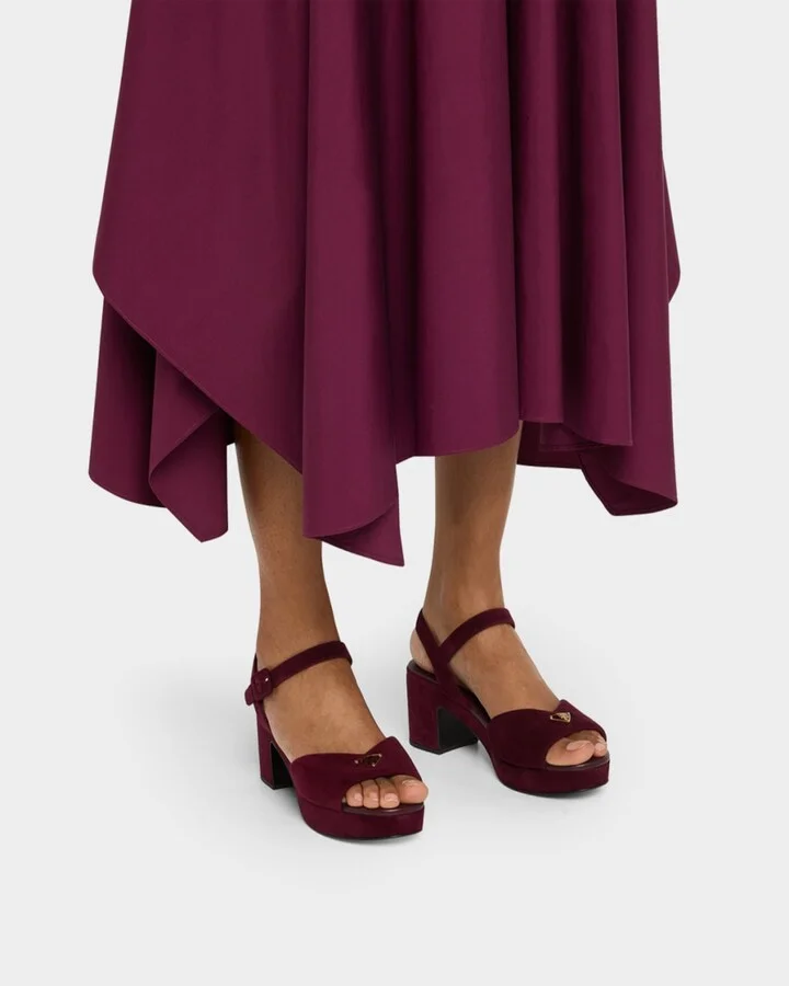 Suede Triangle Logo Platform Sandals - Image 5