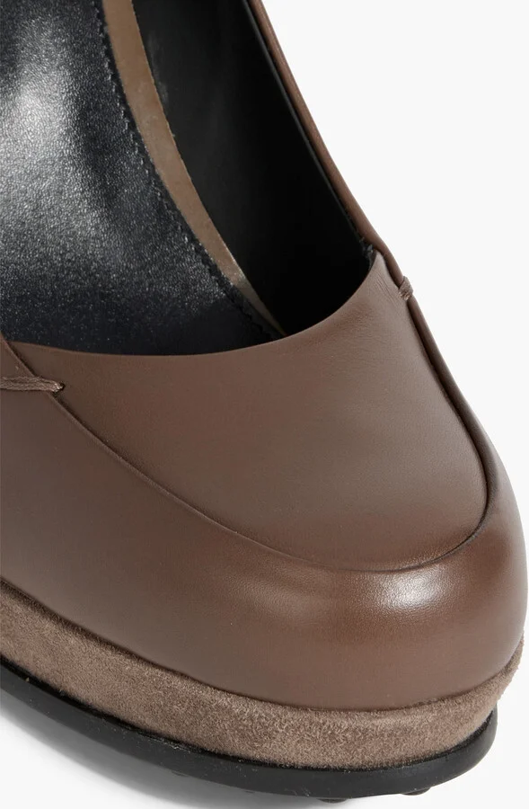 Suede-trimmed leather platform pumps - Image 4