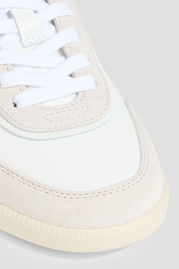 Suede-trimmed leather sneakers - Image 4
