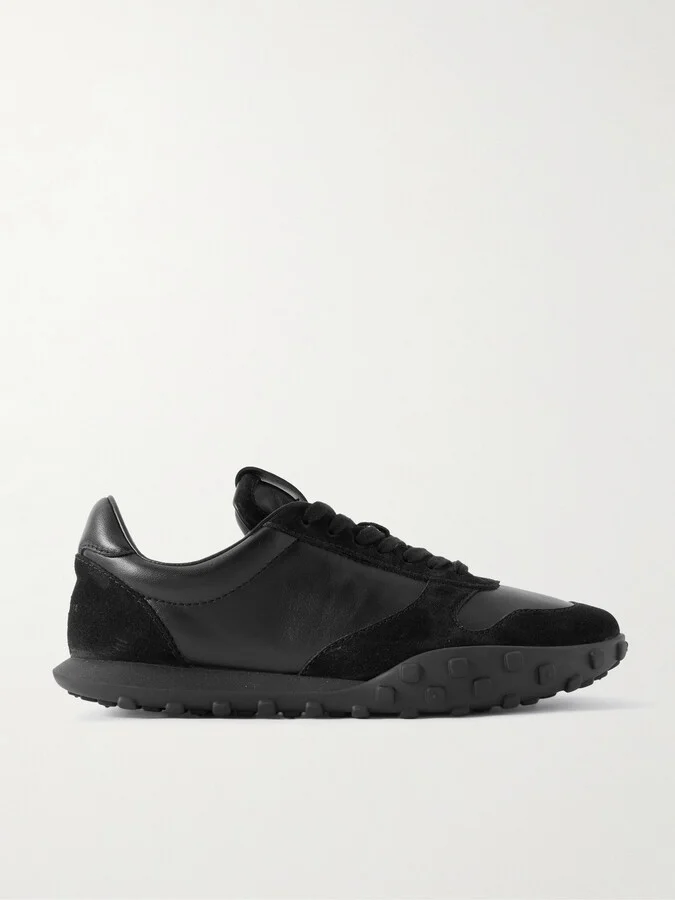 Suede-Trimmed Leather Sneakers