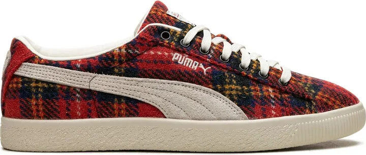 Suede VTG Harris Tweed "Frosted Ivory/Red" sneakers