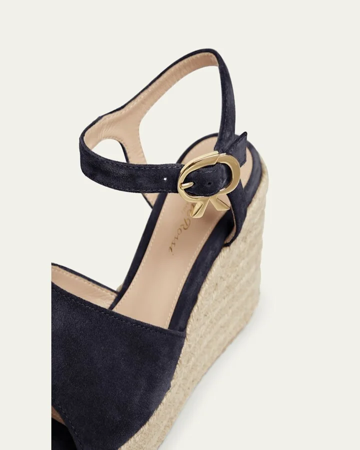 Suede Wedge Ankle-Strap Espadrilles - Image 2