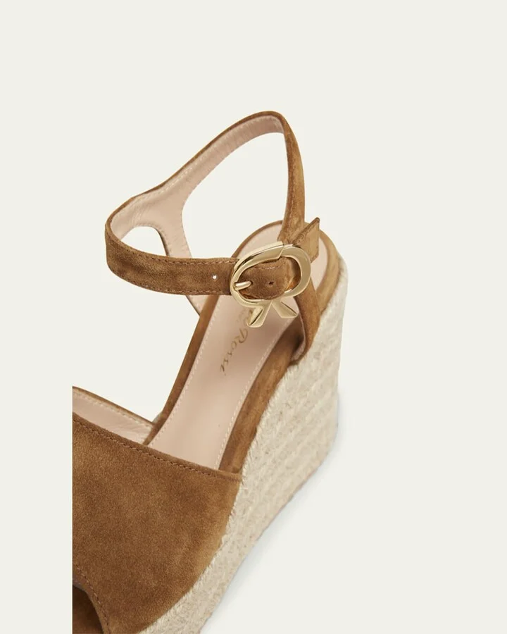 Suede Wedge Ankle-Strap Espadrilles - Image 5