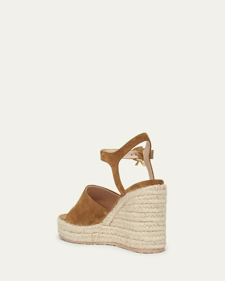 Suede Wedge Ankle-Strap Espadrilles - Image 8