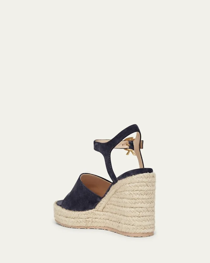 Suede Wedge Ankle-Strap Espadrilles - Image 10