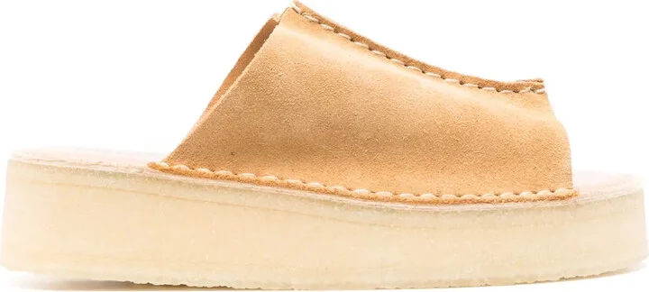 Suede Wedge Slides